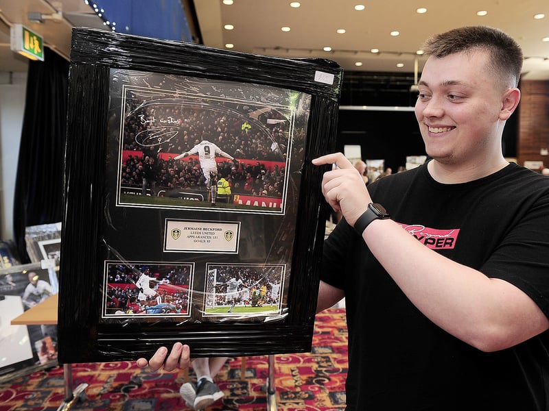 Luke Tolson, of South Kirkby, with his Jermaine Beckford print. (Photo: Steve Riding)