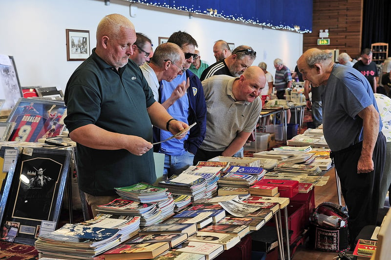 Football enthusiasts browsing at the stalls with items and programmes from 17 vendors. (Photo: Steve Riding)