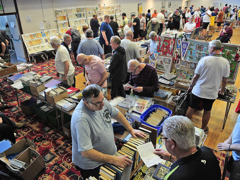 Hundreds of collectors gathered at Pudsey Civic Hall to browse through the large selection of  memorabilia and programme stalls. (Photo: Steve Riding)