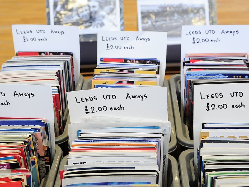 The large selection of Leeds United away programmes. (Photo: Steve Riding)
