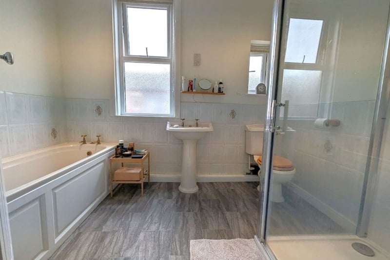 The bathroom is an impressive size with a four piece set, including a seperate bathroom and shower