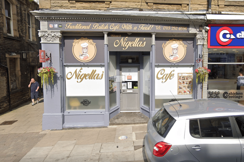 Nigella's Cafe on Queen Street, Morley, serves a large farmhouse breakfast for £7.95, or a mega for £11.45. They also offer vegetarian options.