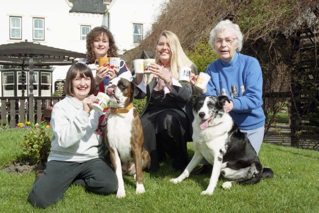 The launch of the PDSA Great North Tea Party in 1995. Pictured left to righ aret: Pat Tatters, PDSA area appeals organiser, volunteer helps Liz Varley, Joanne Barras and Margaret Glass.