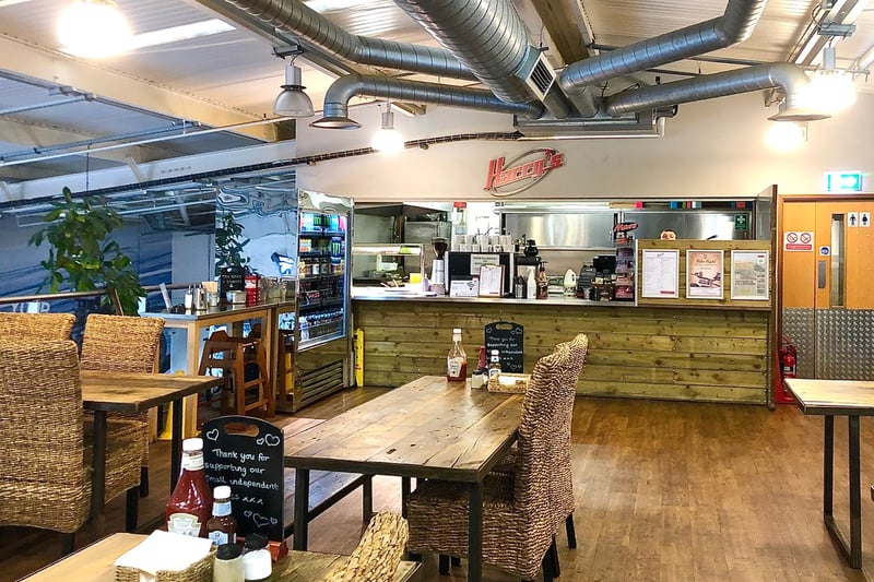 Upstairs in the Fowlers motorcycle showroom, this large cafe serves a great cooked breakfast and it’s especially busy on Saturdays.