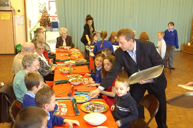 It's Christmas lunch at English Martyrs School in Red House in 2006, and local pensioners were treated to a meal by the school council.