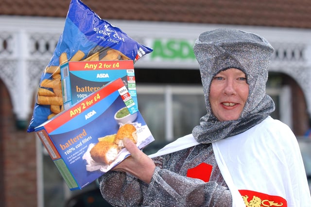 Asda Boldon events co-ordinator Sheila Reay was promoting fish and chips on St George's Day in 2006.