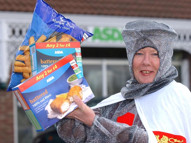 Asda Boldon events co-ordinator Sheila Reay was promoting fish and chips on St George's Day in 2006.