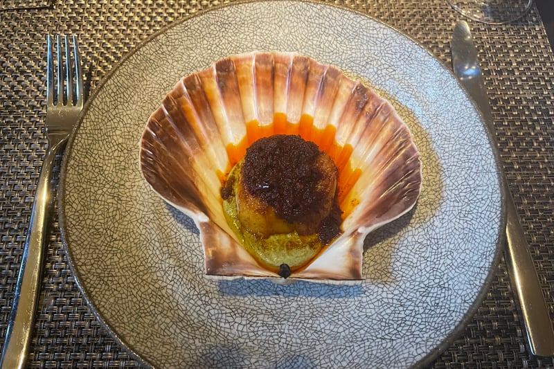 Dakota get beautiful hand dived XXL scallops from Orkney which are served with English ‘nduja and smoked egg yoke puree. 