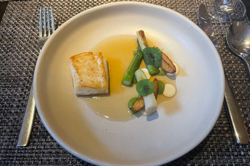 The halibut is complimented by the wild leeks which are still in season but coming to an end at the moment. The dish also includes Scottish smoked mozzarella which goes well with the halibut which is sourced from the east coast. 