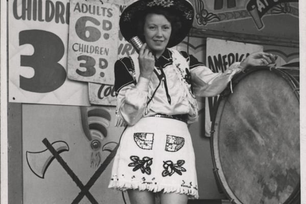 Believed to be Elisa Stewart performing at the Hoppings, Newcastle. 1940's