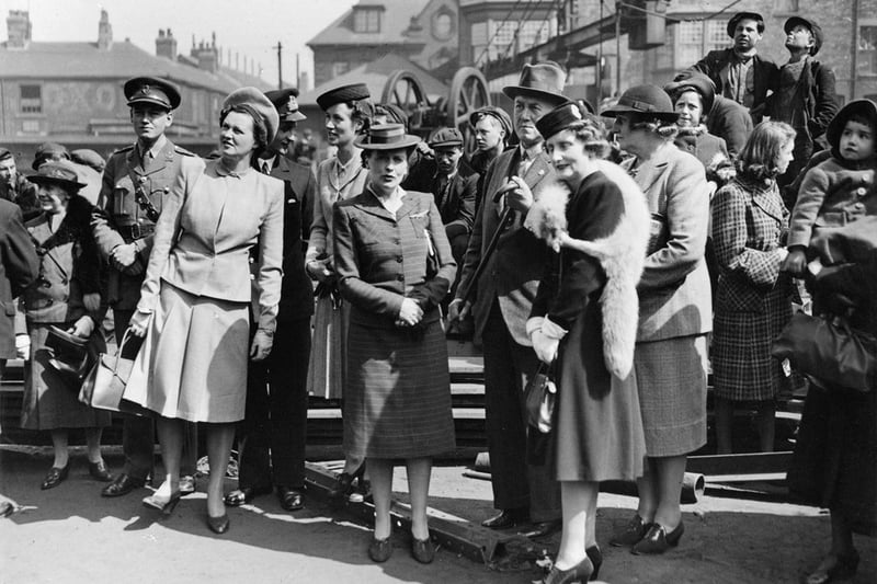 Members of the launch party of the cargo ship ‘Empire Hazlitt’, at the shipyard of John Readhead & Sons Ltd, South Shields, 14 May 1942