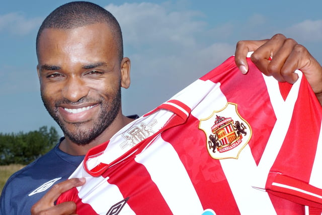 Darren Bent is pictured at the press conference where his signing was unveiled.