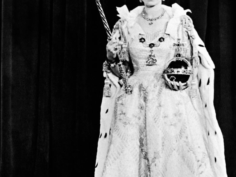 Portrait taken on June 2, 1953 shows Britain Queen Elizabeth II during her coronation, which was the first to be televised.