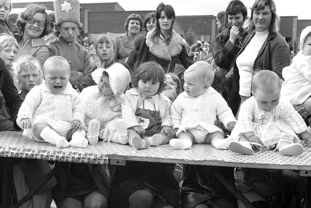 Bless! The entrants in the 1974 Barmston Carnival bonny baby competition.