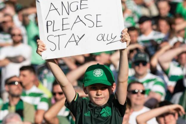 A clear message is sent to Ange Postecoglou by this young Celtic fan in the stands