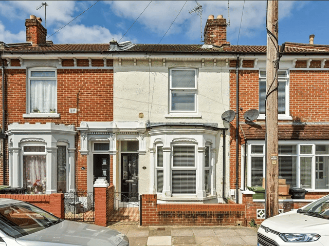 The front of the two-bedroom terrace house
