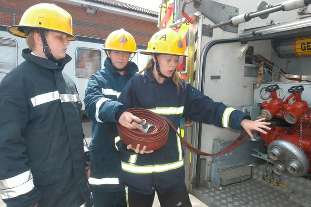 Back to 2006 and Hill View pupil James Hanson got a fire safety lesson from YFA member Chantelle Smith.