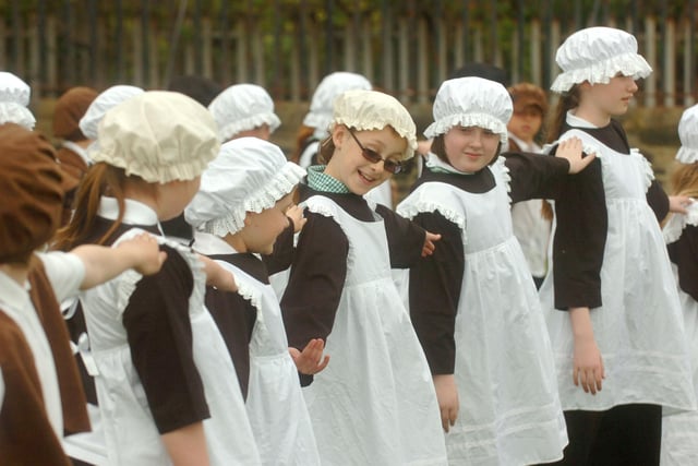 Pupils of Hill View Junior School taking part in a Living History Lesson at the Donnison Heritage Centre in 2009.
