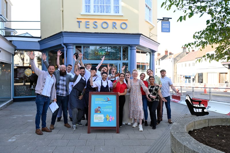Staff celebrate the opening of Tesoro in Thornbury’s High Street on June 1