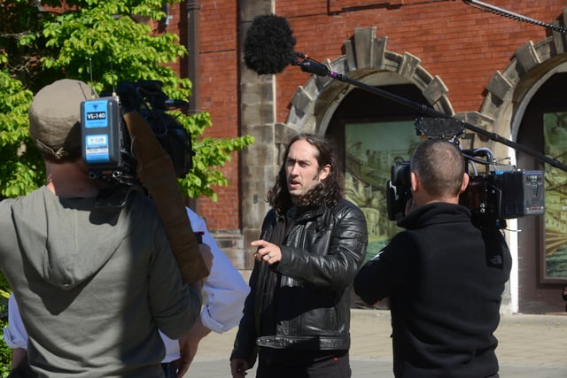 Ross Noble was filming for his show outside the former central fire station, Sunderland, in 2014.