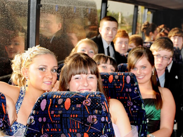 Heading to the prom with pals.