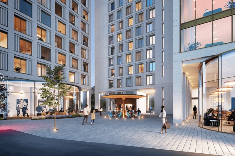This artist impression is of where the shuttered entrance to the hotel’s yard in Cannon Street, next to the bus station, is today. Olympian say it will look to create safe and active pedestrian routes across the  site.