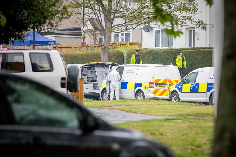 Forensic examinations, a review of CCTV footage and house-to-house enquiries are being carried out by officers at the scene. (Photo credit: Daniel Jae Webb/SWNS)