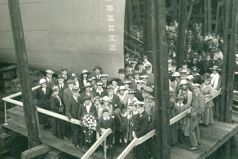 Launch party of the torpedo boat destroyer HMS Verdun, launched at the Hebburn shipyard of Hawthorn Leslie, 21 August 1917 (TWAM ref. 4923/2).     After the First World War HMS Verdun was given the honour of bringing the body of the Unknown Warrior back to Britain. That event is remembered in a recent blog by Tyne & Wear Archives www.twmuseums.org.uk/engage/blog/first-world-war-stories-....