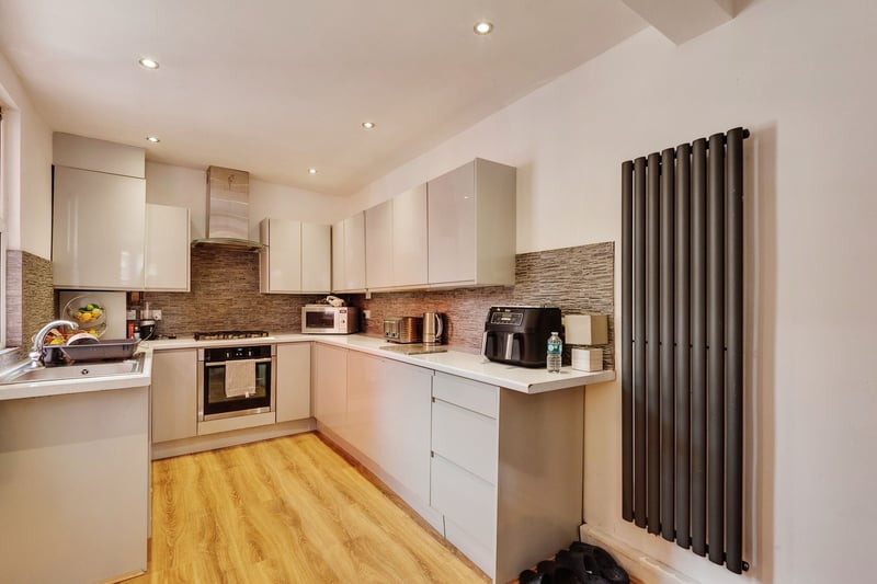 “To the rear of the property is the spacious, modern and stylish newly fitted kitchen with integrated appliances and trendy radiators,” Entwistle Green’s listing on Zoopla reads.