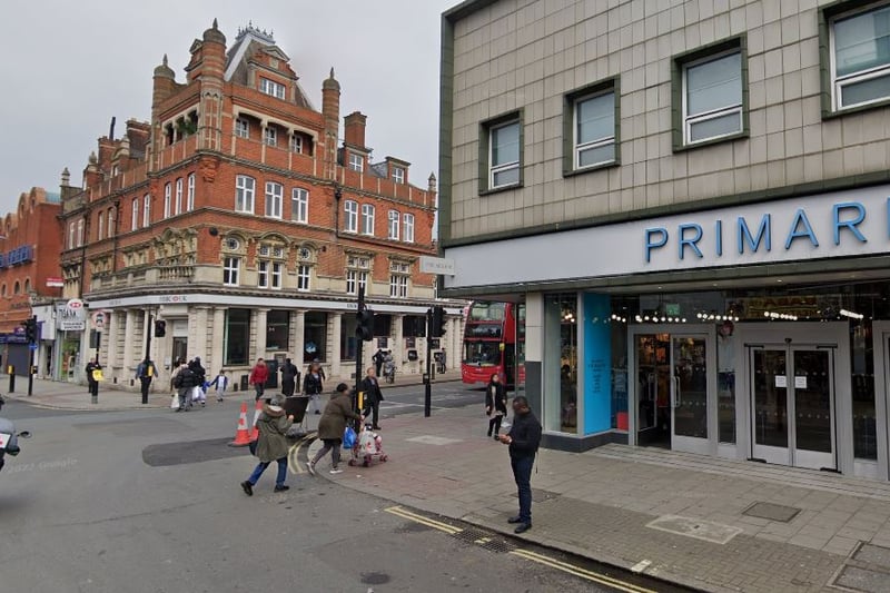 Primark Peckham is at 51-57 Rye Lane, near Peckham Rye station, which is on the London Overground and Thameslink. (Google Maps)