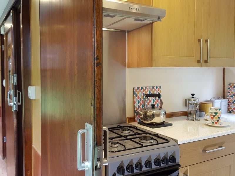 Another angle of the kitchen inside the renovated coach
