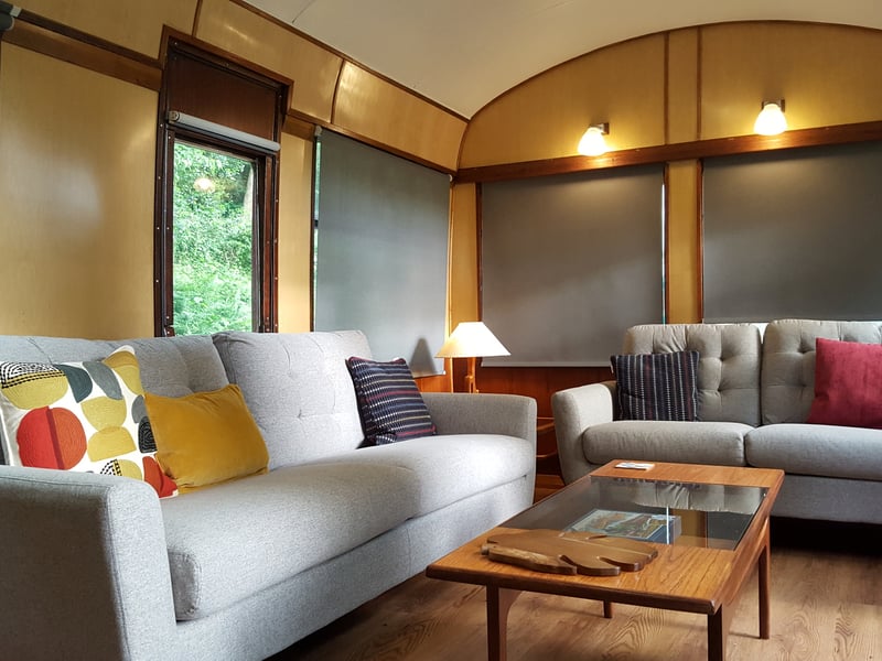 The lounge inside the renovated coach