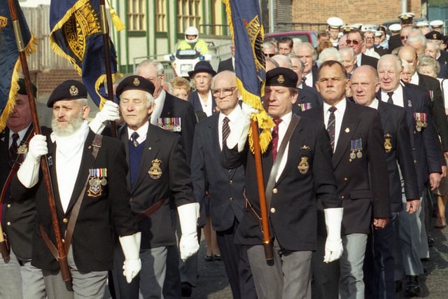 Former submariners marched from the Royal Naval Association Club, in Roker Avenue, to St Peter's Church, Monkwearmouth, in 1995.
They paraded in tribute to submariners who were lost in the Second World War.
