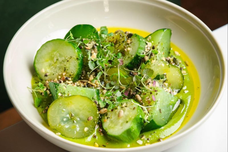 Cucumber; fermented and pickled, gazpacho, lemon balm and seed dukkah at this West End neighbourhood favourite.  
