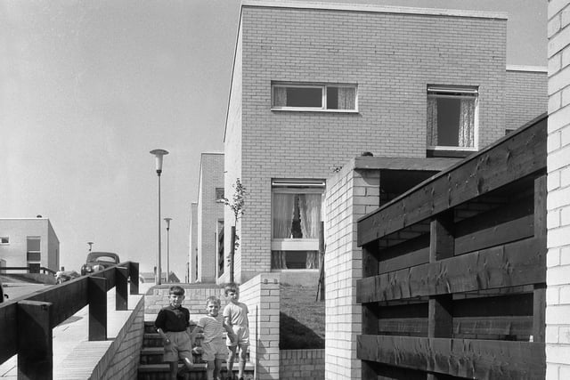 Peterlee's award winning flat roofed houses pictured in 1964.