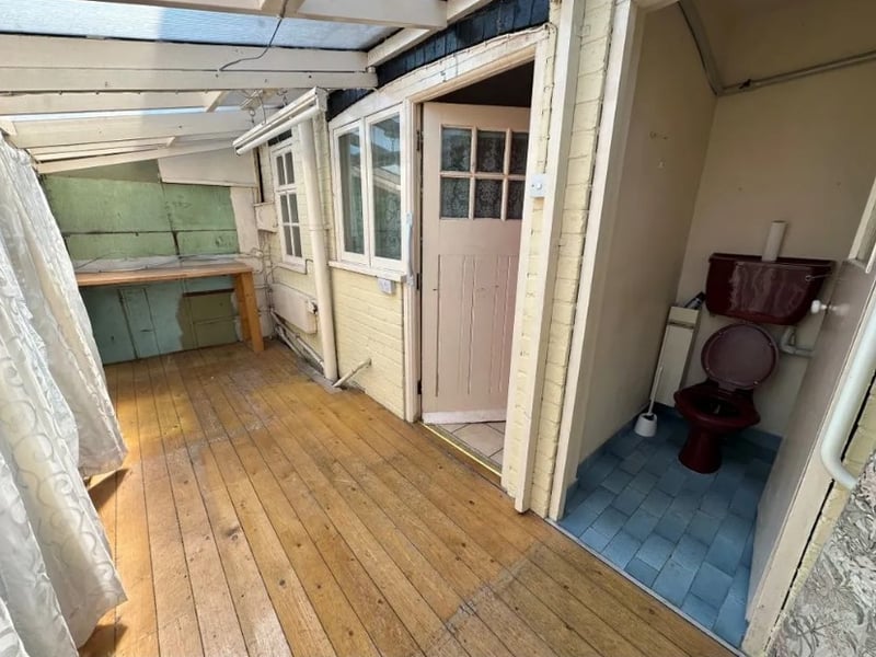 A small lean to on the back of the property is perfect for enjoying the warmer weather