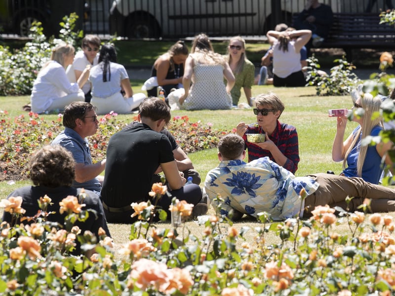 Many took the chance to enjoy the sun in Park Square.