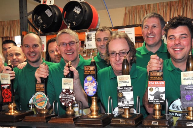 All hands to the pumps... getting ready for the Houghton Beer Festival at the Welfare Hall on Station Road in Houghton 10 years ago.