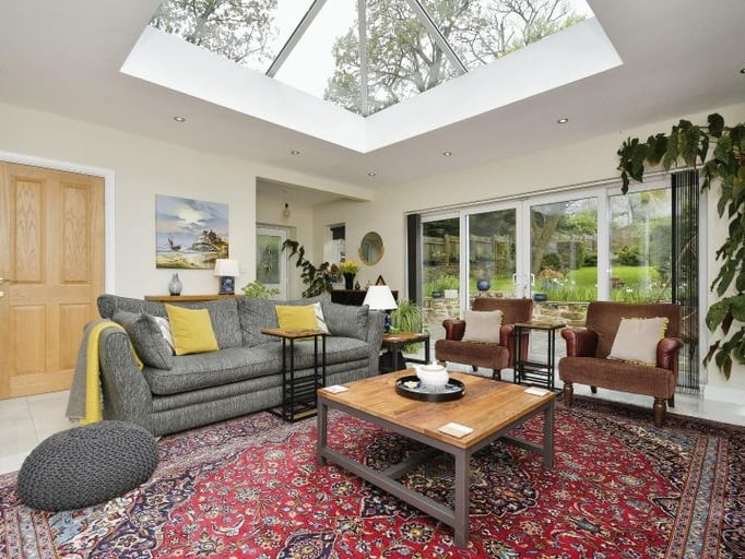 The lounge backs onto the property's large garden