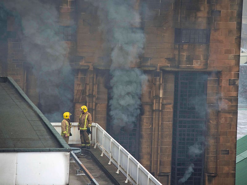 The first fire at Glasgow School of Art began shortly before 12:30pm on May 21, 2014. It began when flammable gases from a tin of expanding foam came into contact with the surface of a hot projector - which spread through the walls and ducts of the building into the library.