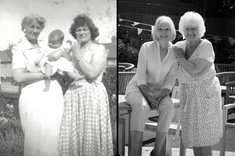 Mother and daughter duo, Jean, 87, and her daughter Julie recreated a photo where Jean’s mother is by her side. (Photo - Lottie/Cofton Park Manor)