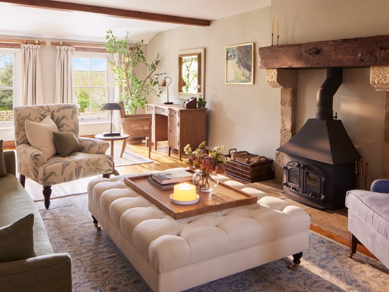 The stunning lounge with a logburner.