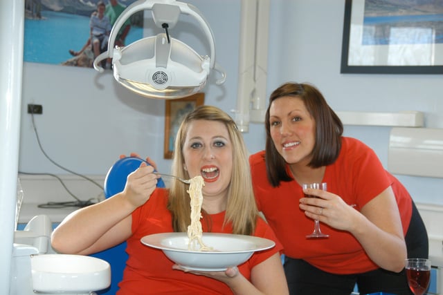Oliver's Dental Studio was offering an Italian meal for two to customers who signed up in 2010.
Here are Katherine White and Toni Kirby tucking into pasta.