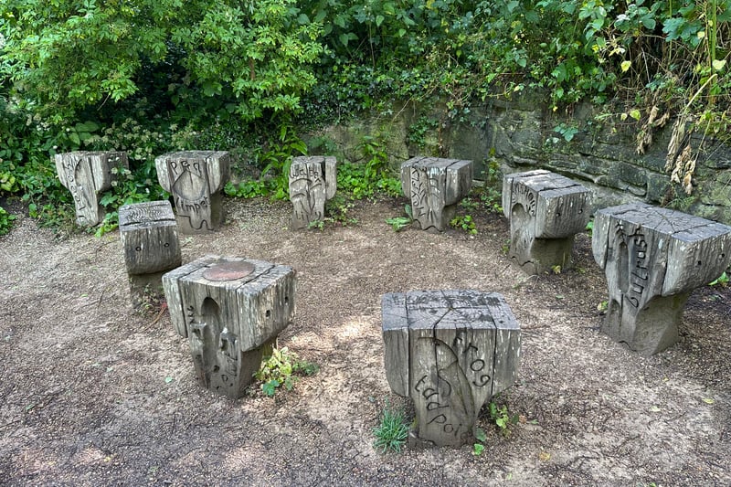 There is a Forest School for children, but also lots of small activities for young visitors like these stepping stumps for them to jump between.