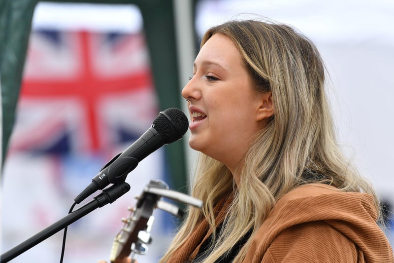 Singer Lily Cooke from South Shields entertaining the crowd during the Westoe Village Fayre.