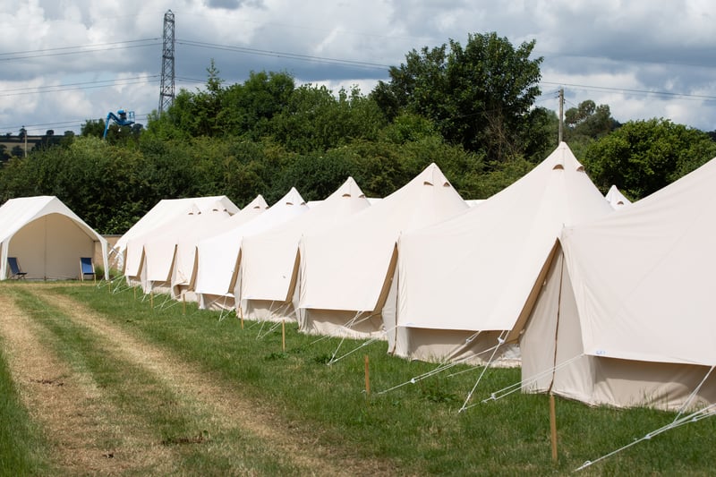 A row of tents on offer inside the pop-up hotel site 