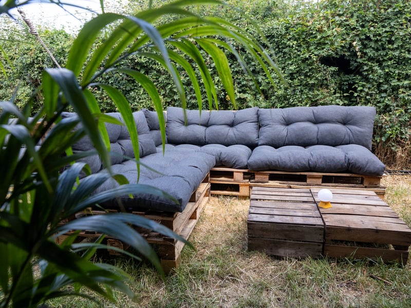 The pop-up hotel offers many areas to relax after a long day at the festival