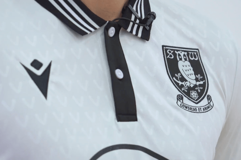 In keeping with the rest of the shirt, the Owls badge is grey and white - a monochrome look for the new away kit.