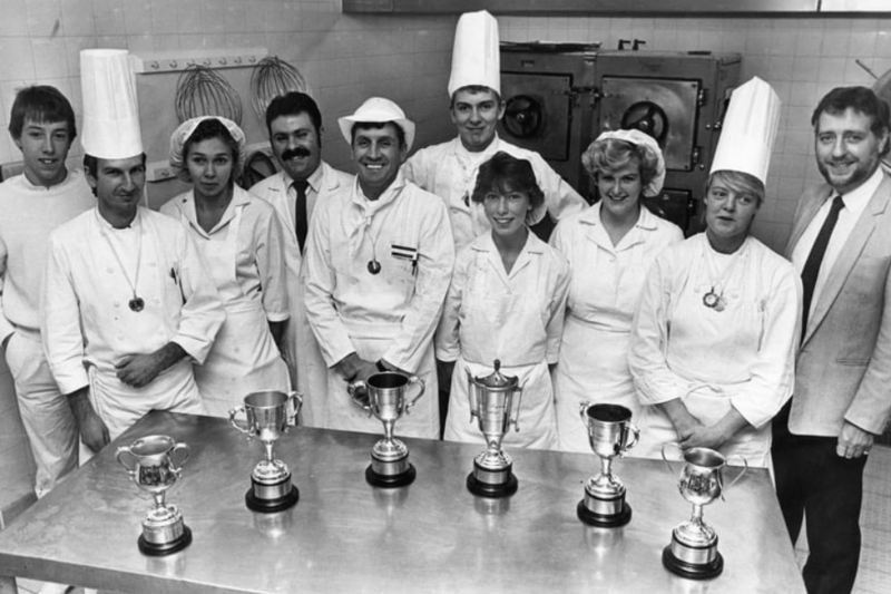 South Tyneside Hospital catering staff were in the picture in 1986 but can you spot someone you know? Pictured left to right are: Simon Bruce; Tony Steele; Aika Miller; Raymond Ali, catering supt; Tommy Church, head chef; Tony Bray; Elaine Jeffel; Julie Shephard; Karen Stephenson and Mike Smith, district catering manager. Photo: Shields Gazette