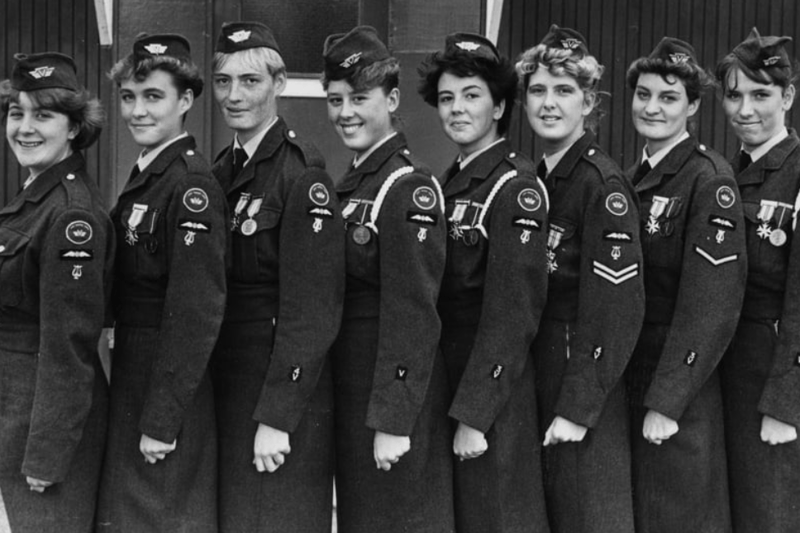South Shields Girls’ Volunteer Corps (Air Cadets) with their medals which were awarded for a 100 mile four day march at Nimejen, Holland 35 years ago. Pictured left to right are: Wendy Miller, Michelle Monkhouse, Lisa Smith, Dawn Grundy, Margaret Gibson, Lisa Stephenson, Paula Monkhouse and Lisa Dale. Photo: Shields Gazette